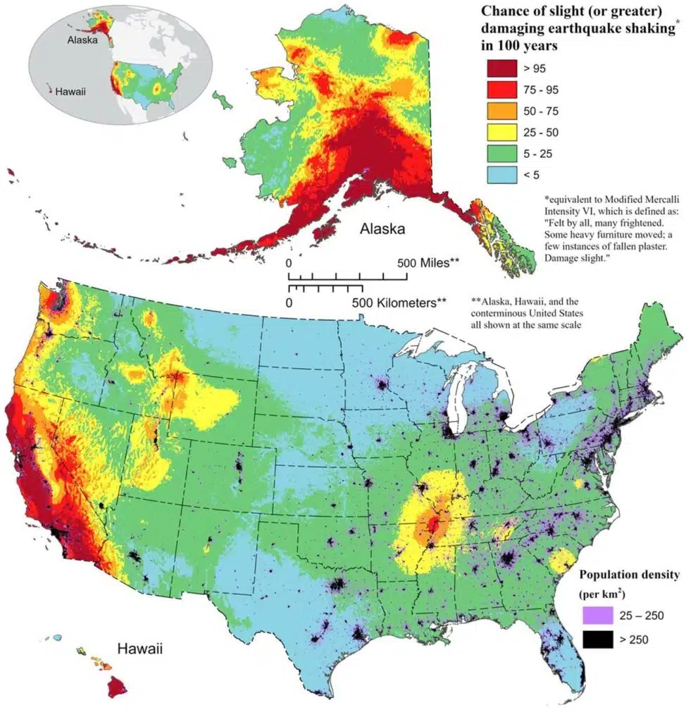 USGS earthquake map